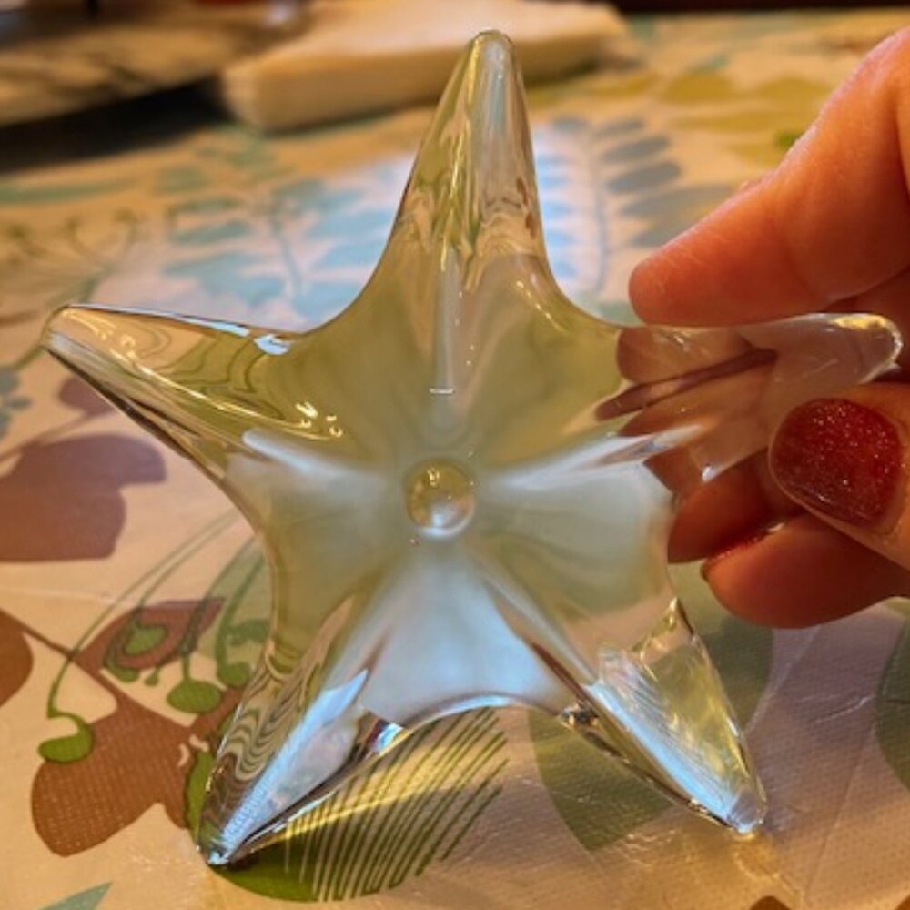 Vintage Starfish Lead Crystal Paperweight